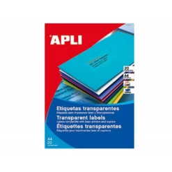 Etiqueta adhesiva marca Apli 1224 transparentes 70x37 mm caja 20 hojas con 480