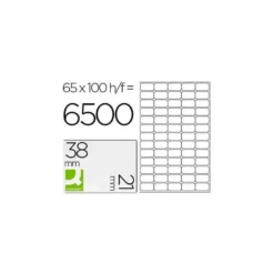 Etiqueta adhesiva Q-Connect kf01581 tamaño 38,1x21,2mm fotocopiadora laser ink-jet. Caja100 hojas A4.