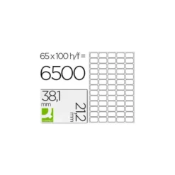 Etiqueta adhesiva Q-Connect kf00573 tamaño 38,1x21,2 mm fotocopiadora laser Ink-Jet. Caja 100 hojas A4