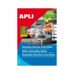 Etiqueta adhesivas marca Apli 10198 tamaño 25,4x10 mm removible caja 25 hojas