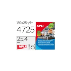 Etiqueta adhesivas marca Apli 10198 tamaño 25,4x10 mm removible caja 25 hojas