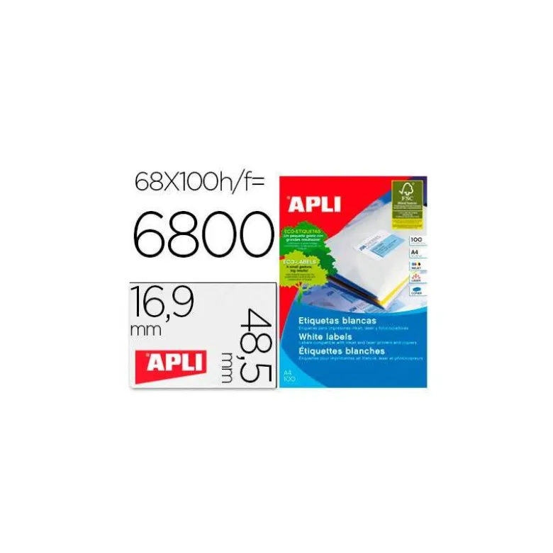 Etiquetas adhesivas Apli 48,5x16,9 mm ref 01282 caja de 100h