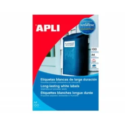 Etiquetas adhesivas marca Apli 12121 tamaño 210x297 mm poliéster impresión laser