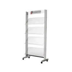 Expositor fast-paperflow de suelo metalico baldas transparentes con 4 estantes