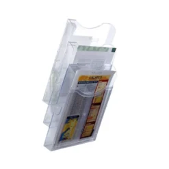 EXPOSITOR MURAL ARCHIVO 2000 DE PARED 3 BANDEJAS DIN A4 TRANSPARENTE 155X239X445 MM SEPARADORES MOVILES AJUSTABLES