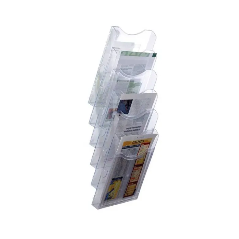EXPOSITOR MURAL ARCHIVO 2000 DE PARED 6 BANDEJAS DIN A4 TRANSPARENTE 155X239X665 MM SEPARADORES MOVILES AJUSTABLES