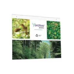 EXPOSITOR MURAL ARCHIVO 2000 DIN A3 HORIZONTAL CON TALADROS ESPESOR 2 MM CRISTAL TRANSPARENTE 420X325 MM