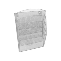 Expositor mural Q-Connect de pared. 5 bandejas Din A4 plateado 9,3x31,5x44 cm