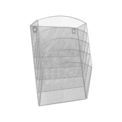 Expositor mural Q-Connect de pared. 5 bandejas Din A4 plateado 9,3x31,5x44 cm