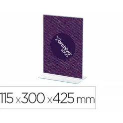EXPOSITOR SOBREMESA ARCHIVO 2000 CON FORMA T POLIESTIRENO TRANSPARENTE DIN A3 VERTICAL DOBLE CARA 115X300X425 MM