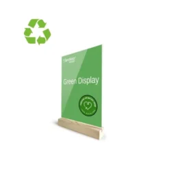 EXPOSITOR SOBREMESA ARCHIVO 2000 FORMA T METACRILATO 100% RECICLADO CON BASE DE MADERA DIN A5 40X150X240 MM