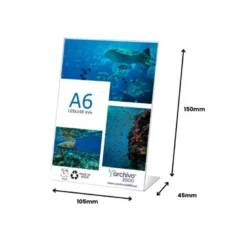 EXPOSITOR SOBREMESA ARCHIVO 2000 PETG FLEXIBLE EN FORMA DE L DIN A6 VERTICAL 45X105X150 MM
