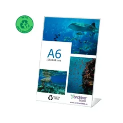EXPOSITOR SOBREMESA ARCHIVO 2000 PETG FLEXIBLE EN FORMA DE L DIN A6 VERTICAL 45X105X150 MM