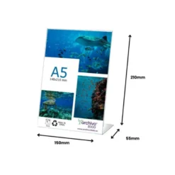 EXPOSITOR SOBREMESA ARCHIVO 2000 PETG FLEXIBLE EN FORMA DE L DIN A5 VERTICAL 55X150X210 MM