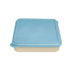 FIAMBRERA EXACOMPTA REUTILIZABLE 2 COMPARTIMENTOS COLOR BEIG CON TAPA COLOR AZUL BIODEGRADABLE 250X210X50