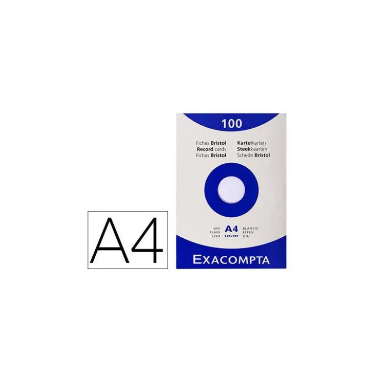 Fichas Cartulina DIN A4 Ficheros Exacompta Blanca 205 gr