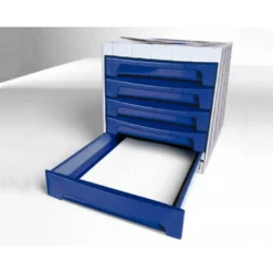Fichero cajones de sobremesa q-connect 305x370x215 mm bandeja organizadora superior 5 cajones azul opaco