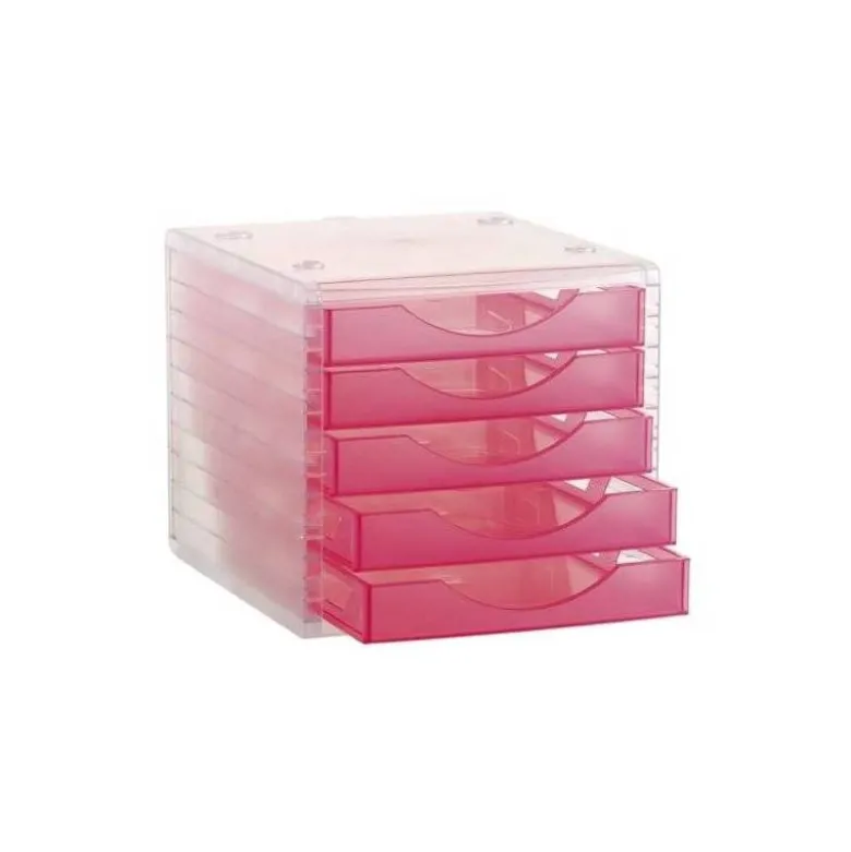 FICHERO CAJONES DE SOBREMESA ARCHIVO 2000 APILABLE 5 CAJONES FUCSIA TRANSLUCIDO 260X270X340 MM