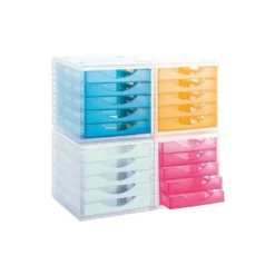 FICHERO CAJONES DE SOBREMESA ARCHIVO 2000 APILABLE 5 CAJONES FUCSIA TRANSLUCIDO 260X270X340 MM