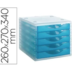 FICHERO CAJONES DE SOBREMESA ARCHIVO 2000 APILABLE 5 CAJONES LAGOON TRANSLUCIDO 260X270X340 MM