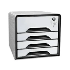 FICHERO CAJONES DE SOBREMESA CEP SMOOVE SECURE CON CERRADURA 4 CAJONES COLOR BLANCO/NEGRO 288X360X270 MM