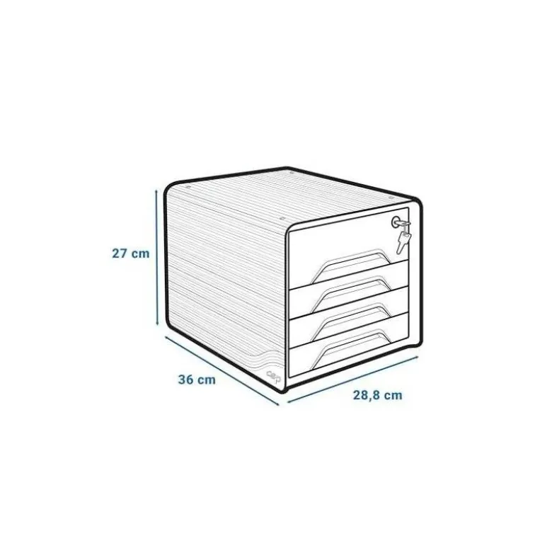FICHERO CAJONES DE SOBREMESA CEP SMOOVE SECURE CON CERRADURA 4 CAJONES COLOR BLANCO/NEGRO 288X360X270 MM