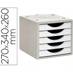 FICHERO CAJONES DE SOBREMESA Q-CONNECT 5 CAJONES COLOR BLANCO OPACO 270X340X260 MM
