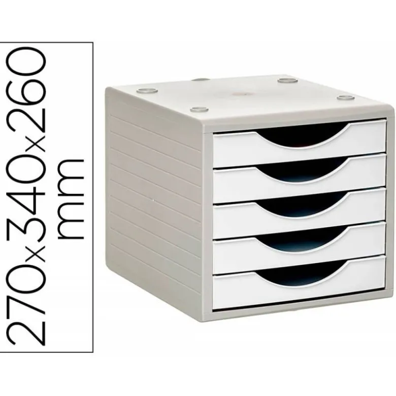 FICHERO CAJONES DE SOBREMESA Q-CONNECT 5 CAJONES COLOR BLANCO OPACO 270X340X260 MM