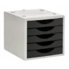 FICHERO CAJONES DE SOBREMESA Q-CONNECT 5 CAJONES COLOR NEGRO OPACO 270X340X260 MM