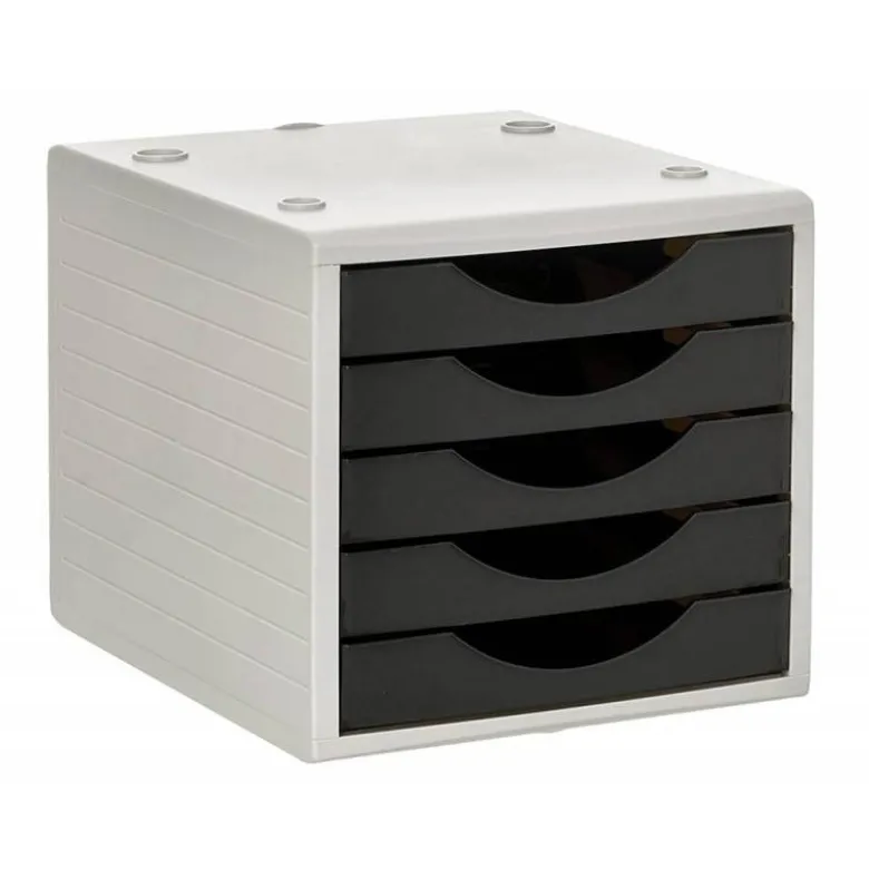FICHERO CAJONES DE SOBREMESA Q-CONNECT 5 CAJONES COLOR NEGRO OPACO 270X340X260 MM