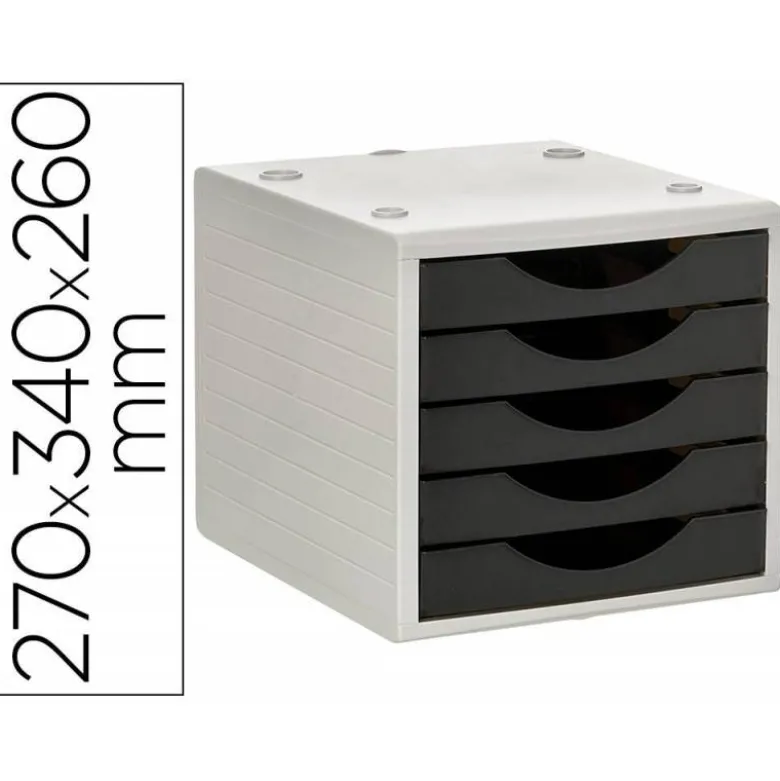 FICHERO CAJONES DE SOBREMESA Q-CONNECT 5 CAJONES COLOR NEGRO OPACO 270X340X260 MM