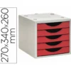 FICHERO CAJONES DE SOBREMESA Q-CONNECT 5 CAJONES COLOR ROJO OPACO 270X340X260 MM
