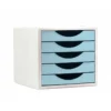 FICHERO CAJONES DE SOBREMESA Q-CONNECT 5 CAJONES COLOR AZUL PASTEL 270X340X260 MM