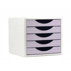 FICHERO CAJONES DE SOBREMESA Q-CONNECT 5 CAJONES COLOR LAVANDA PASTEL 270X340X260 MM
