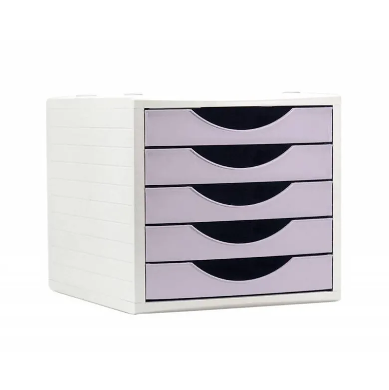 FICHERO CAJONES DE SOBREMESA Q-CONNECT 5 CAJONES COLOR LAVANDA PASTEL 270X340X260 MM