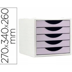 FICHERO CAJONES DE SOBREMESA Q-CONNECT 5 CAJONES COLOR LAVANDA PASTEL 270X340X260 MM
