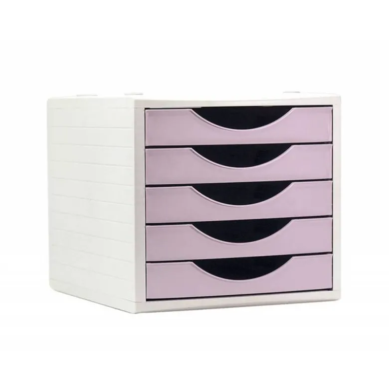 FICHERO CAJONES DE SOBREMESA Q-CONNECT 5 CAJONES COLOR ROSA PASTEL 270X340X260 MM