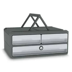 FICHERO CAJONES DE SOBREMESA CEP MOOV UP RECICLADO 80% CON CERRADURA RECICLADO 80% 3 CAJONES COLOR GRIS