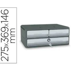 FICHERO CAJONES DE SOBREMESA CEP MOOV UP RECICLADO 80% CON CERRADURA RECICLADO 80% 3 CAJONES COLOR GRIS