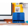 FICHERO CAJONES DE SOBREMESA Q-CONNECT BANDEJA ORGANIZADORA SUPERIOR 6 CAJONES COLOR AZUL OPACO