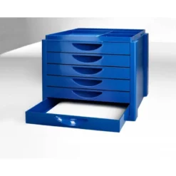 FICHERO CAJONES DE SOBREMESA Q-CONNECT BANDEJA ORGANIZADORA SUPERIOR 6 CAJONES COLOR AZUL OPACO