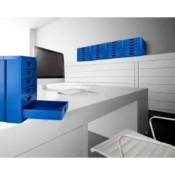 FICHERO CAJONES DE SOBREMESA Q-CONNECT BANDEJA ORGANIZADORA SUPERIOR 6 CAJONES COLOR AZUL OPACO
