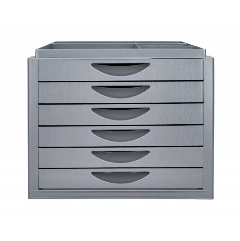 FICHERO CAJONES DE SOBREMESA Q-CONNECT BANDEJA ORGANIZADORA SUPERIOR 6 CAJONES COLOR GRIS OPACO