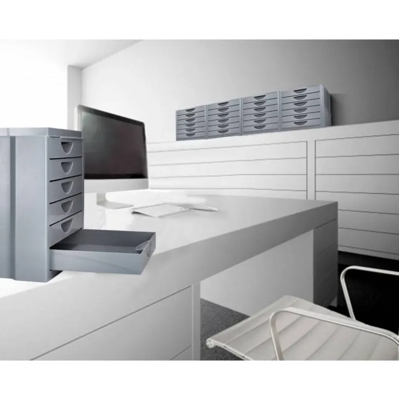 FICHERO CAJONES DE SOBREMESA Q-CONNECT BANDEJA ORGANIZADORA SUPERIOR 6 CAJONES COLOR GRIS OPACO