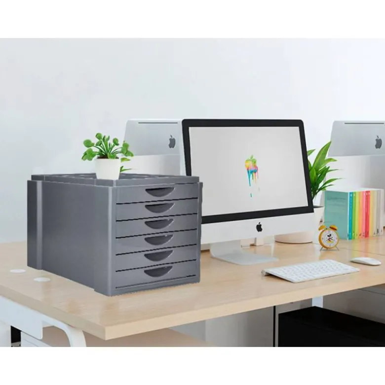 FICHERO CAJONES DE SOBREMESA Q-CONNECT BANDEJA ORGANIZADORA SUPERIOR 6 CAJONES COLOR GRIS OPACO