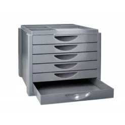 FICHERO CAJONES DE SOBREMESA Q-CONNECT BANDEJA ORGANIZADORA SUPERIOR 6 CAJONES COLOR GRIS OPACO
