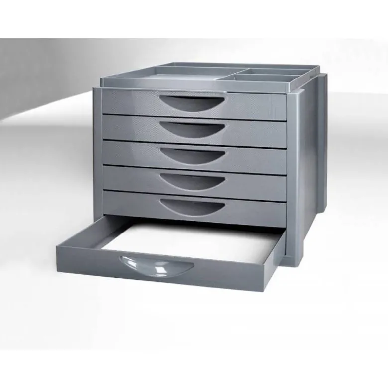 FICHERO CAJONES DE SOBREMESA Q-CONNECT BANDEJA ORGANIZADORA SUPERIOR 6 CAJONES COLOR GRIS OPACO