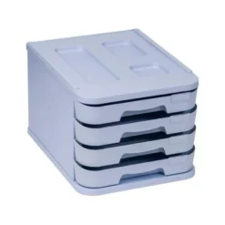 FICHERO CAJONES DE SOBREMESA FAIBO PLASTICO 100% RECICLABLE 4 CAJONES AZUL PASTEL 28,5X37,5X23 CM