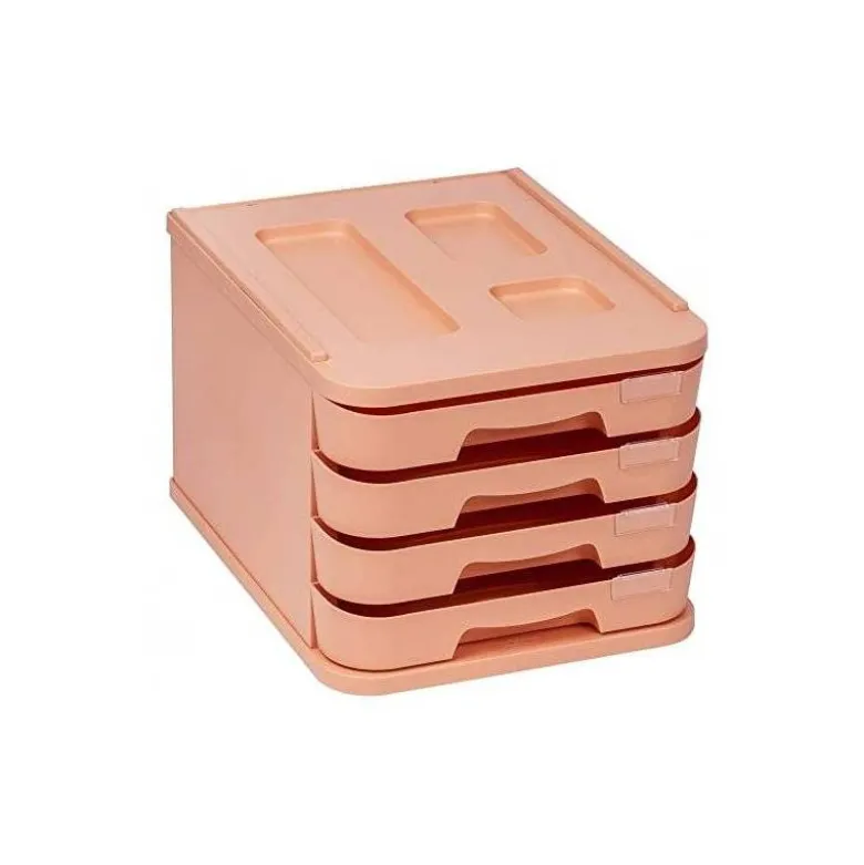 FICHERO CAJONES DE SOBREMESA FAIBO PLASTICO 100% RECICLABLE 4 CAJONES NARANJA PASTEL 28,5X37,5X23 CM