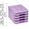FICHERO CAJONES DE SOBREMESA FAIBO PLASTICO 100% RECICLABLE 4 CAJONES VIOLETA PASTEL 28,5X37,5X23 CM